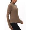 imageTHE GYM PEOPLE Fleece Mock Turtleneck Pullover Base Layer Shirts Long Sleeve Workout Tops with Thumb HoleBrown