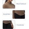 imageTHE GYM PEOPLE Fleece Mock Turtleneck Pullover Base Layer Shirts Long Sleeve Workout Tops with Thumb HoleBrown