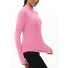 imageTHE GYM PEOPLE Fleece Mock Turtleneck Pullover Base Layer Shirts Long Sleeve Workout Tops with Thumb HolePink