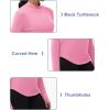 imageTHE GYM PEOPLE Fleece Mock Turtleneck Pullover Base Layer Shirts Long Sleeve Workout Tops with Thumb HolePink
