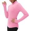 imageTHE GYM PEOPLE Fleece Mock Turtleneck Pullover Base Layer Shirts Long Sleeve Workout Tops with Thumb HolePink