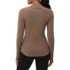 imageTHE GYM PEOPLE Fleece Mock Turtleneck Pullover Base Layer Shirts Long Sleeve Workout Tops with Thumb HoleBrown