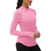 imageTHE GYM PEOPLE Fleece Mock Turtleneck Pullover Base Layer Shirts Long Sleeve Workout Tops with Thumb HolePink