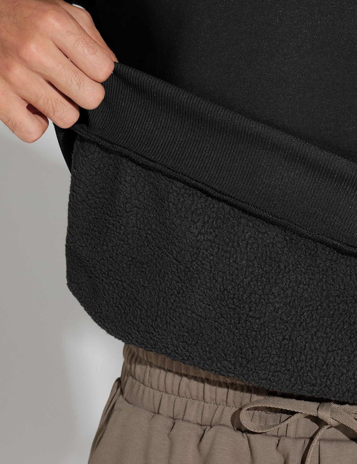 imageTHE GYM PEOPLE Mens Half Zip Sweatshirt Long Sleeve Fleece Pullover Basic Workout TopsBlack