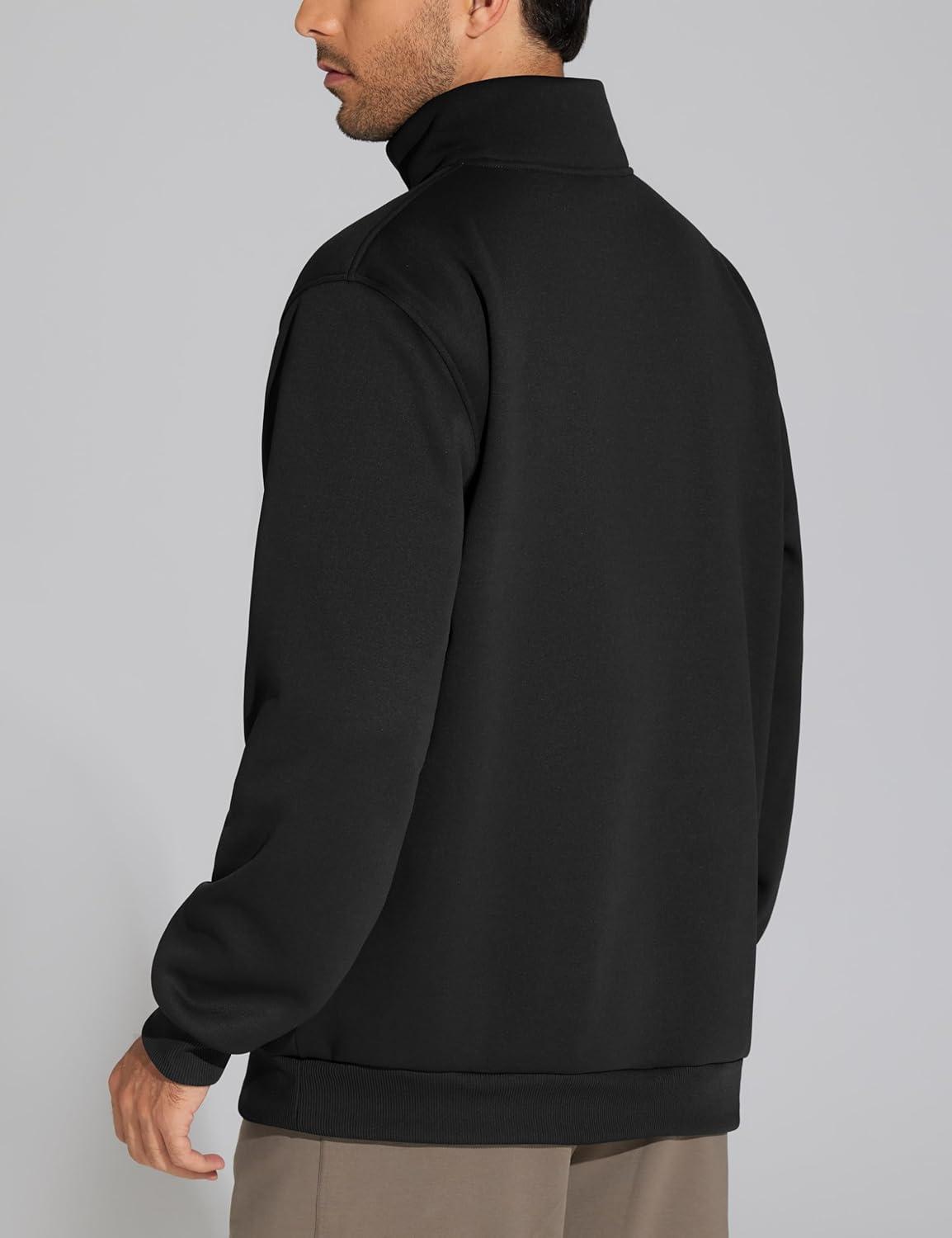 imageTHE GYM PEOPLE Mens Half Zip Sweatshirt Long Sleeve Fleece Pullover Basic Workout TopsBlack