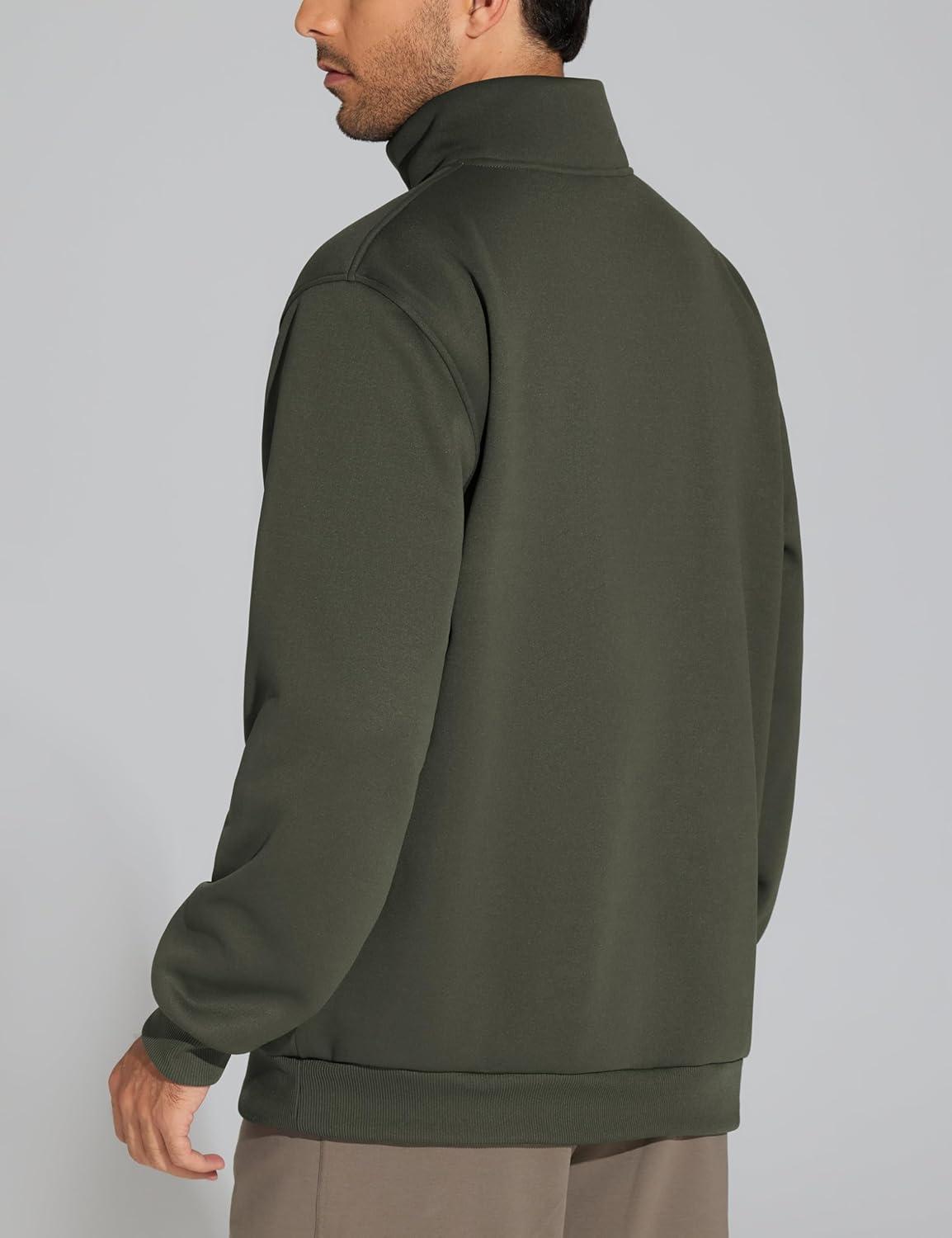 imageTHE GYM PEOPLE Mens Half Zip Sweatshirt Long Sleeve Fleece Pullover Basic Workout TopsDark Brown