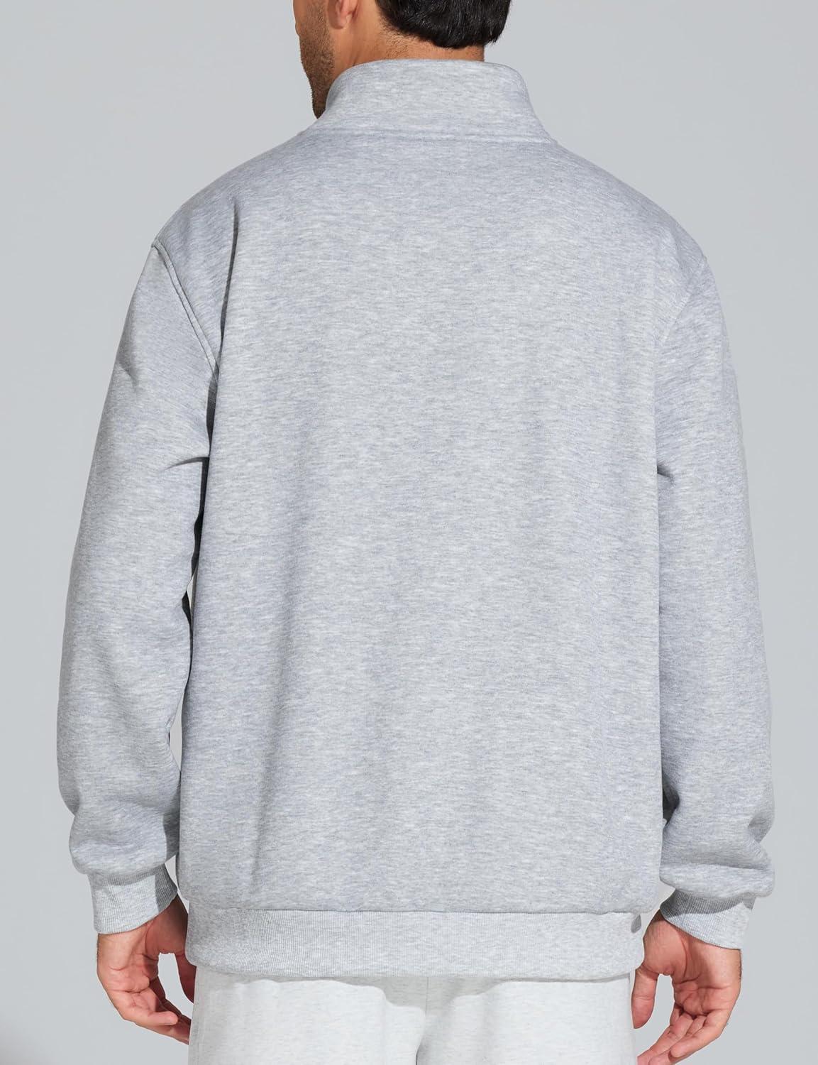imageTHE GYM PEOPLE Mens Half Zip Sweatshirt Long Sleeve Fleece Pullover Basic Workout TopsHeather Grey