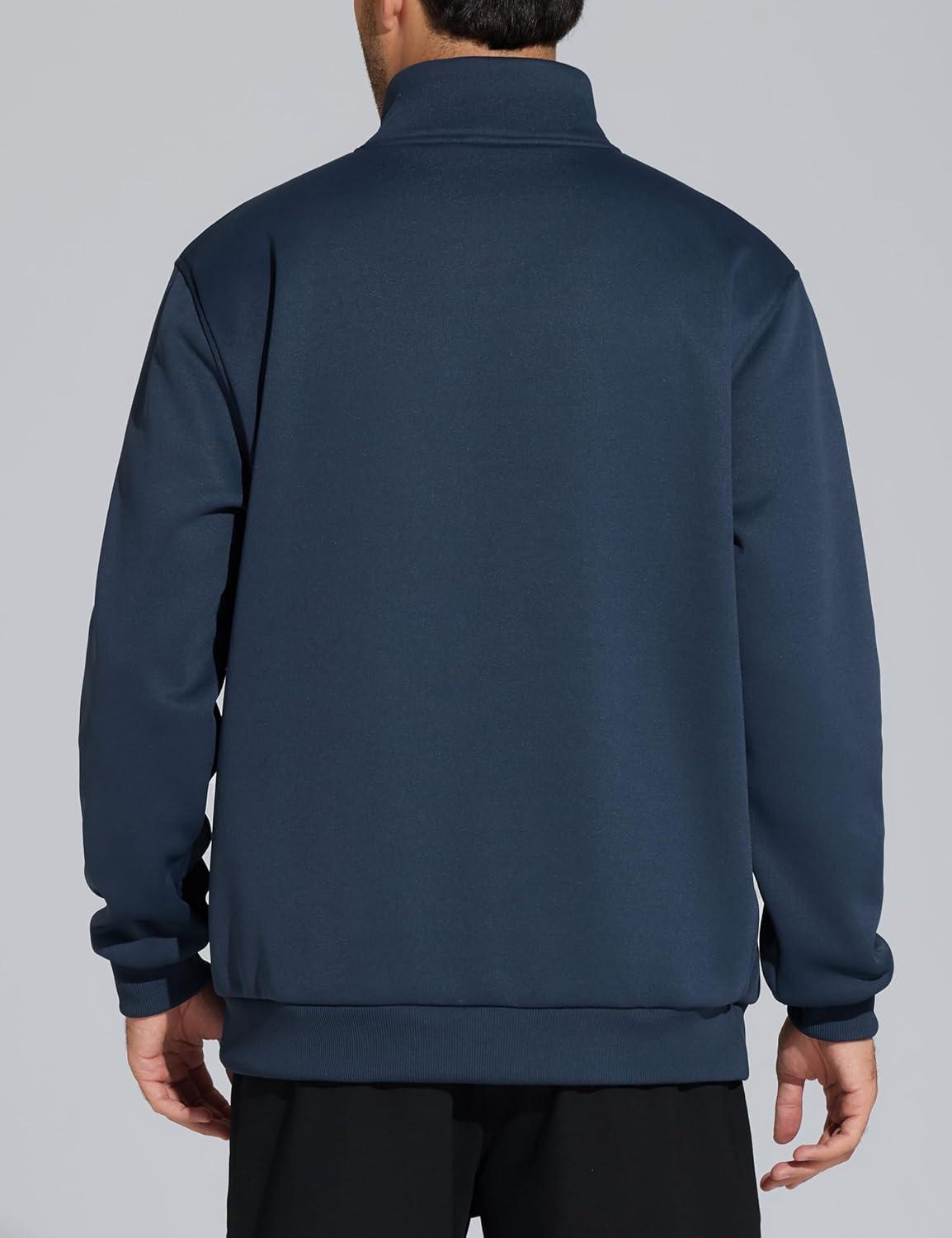 imageTHE GYM PEOPLE Mens Half Zip Sweatshirt Long Sleeve Fleece Pullover Basic Workout TopsNavy Blue