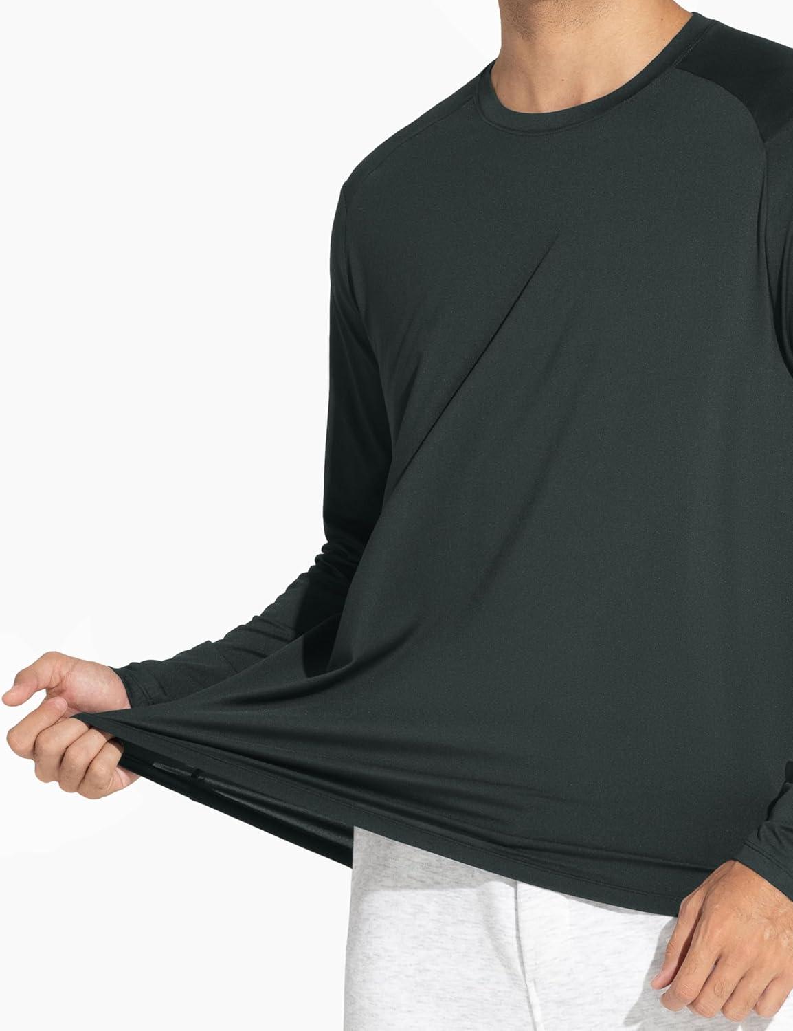 imageTHE GYM PEOPLE Mens Lightweight Workout Shirts Loose Fit Long Sleeve Crewneck Athletic TopsCharcoal Grey