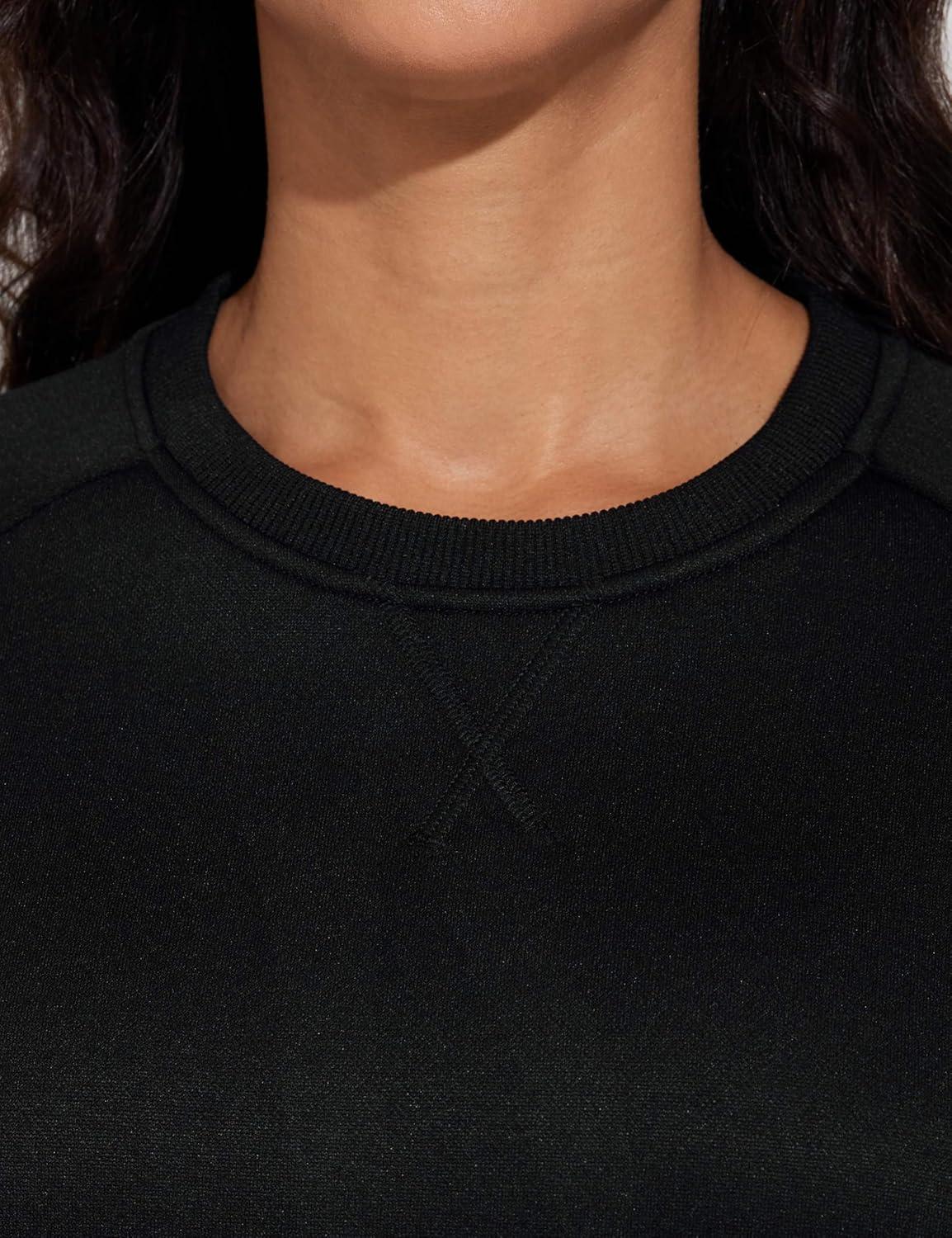 imageTHE GYM PEOPLE Womens Long Sleeves Fleece Sweatshirts Loose Fit Crewneck Workout Casual Pullover TopsBlack