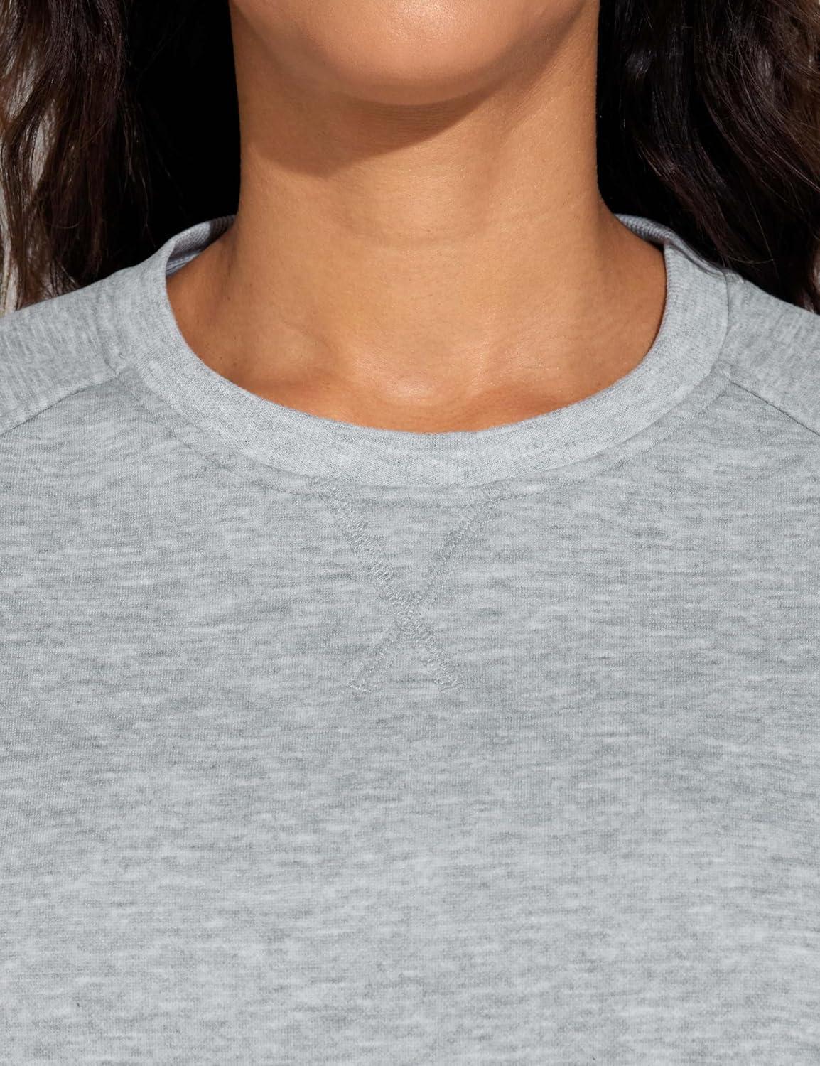 imageTHE GYM PEOPLE Womens Long Sleeves Fleece Sweatshirts Loose Fit Crewneck Workout Casual Pullover TopsHeather Grey