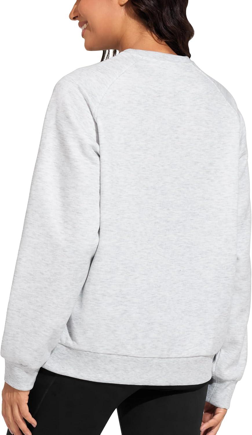 imageTHE GYM PEOPLE Womens Long Sleeves Fleece Sweatshirts Loose Fit Crewneck Workout Casual Pullover TopsHeather White