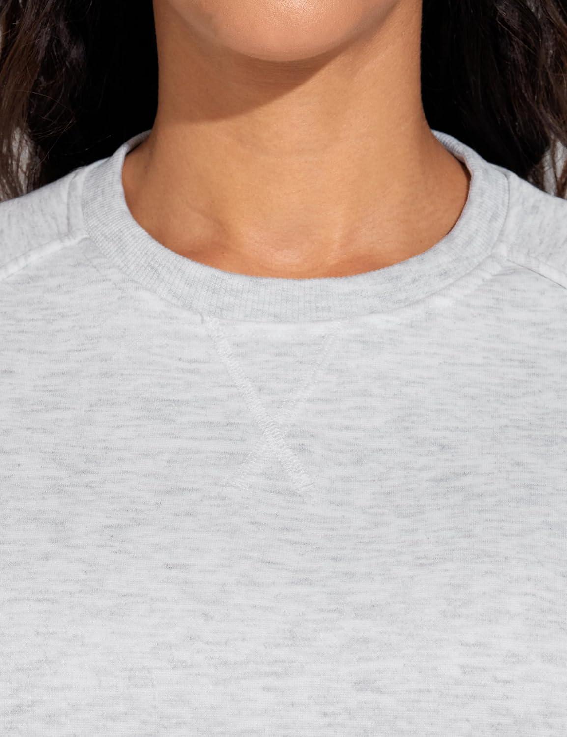 imageTHE GYM PEOPLE Womens Long Sleeves Fleece Sweatshirts Loose Fit Crewneck Workout Casual Pullover TopsHeather White