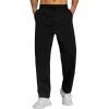 imageTHE GYM PEOPLE Mens Baggy Sweatpants Fleece Drawstring Straight Leg Open Bottom Workout Pants with PocketsBlack