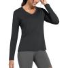 imageTHE GYM PEOPLE Womens Long Sleeve Workout Shirts VNeck Lightweight Basic Athletic TopsBlack