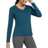 imageTHE GYM PEOPLE Womens Long Sleeve Workout Shirts VNeck Lightweight Basic Athletic TopsDark Blue Green