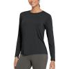 imageTHE GYM PEOPLE Womens Ultra Soft Long Sleeve Workout Shirts Basic Crewneck Athletic Running TopsBlack
