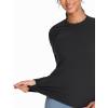 imageTHE GYM PEOPLE Womens Crew Neck Thermal Fleece Shirts Slim Fit Long Sleeves Underwear Basic Pullover TopsBlack