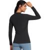 imageTHE GYM PEOPLE Womens Crew Neck Thermal Fleece Shirts Slim Fit Long Sleeves Underwear Basic Pullover TopsBlack