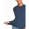 imageTHE GYM PEOPLE Womens Crew Neck Thermal Fleece Shirts Slim Fit Long Sleeves Underwear Basic Pullover TopsGrey Blue