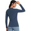 imageTHE GYM PEOPLE Womens Crew Neck Thermal Fleece Shirts Slim Fit Long Sleeves Underwear Basic Pullover TopsGrey Blue