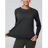 imageTHE GYM PEOPLE Womens Long Sleeve Soft Workout Shirts Basic Crewneck UPF 50 Sun Lightweight Fall Athletic Running TopsBlack