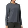 imageTHE GYM PEOPLE Womens Long Sleeve Soft Workout Shirts Basic Crewneck UPF 50 Sun Lightweight Fall Athletic Running TopsCharcoal Grey