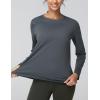 imageTHE GYM PEOPLE Womens Long Sleeve Soft Workout Shirts Basic Crewneck UPF 50 Sun Lightweight Fall Athletic Running TopsCharcoal Grey