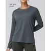 imageTHE GYM PEOPLE Womens Long Sleeve Soft Workout Shirts Basic Crewneck UPF 50 Sun Lightweight Fall Athletic Running TopsCharcoal Grey