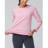 imageTHE GYM PEOPLE Womens Long Sleeve Soft Workout Shirts Basic Crewneck UPF 50 Sun Lightweight Fall Athletic Running TopsPink