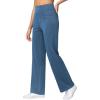 imageTHE GYM PEOPLE Womens Wide Leg Jeans High Waisted Pull on Stretchy Baggy Basic Straight Denim Pants with PocketsDenim Blue