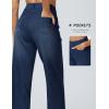 imageTHE GYM PEOPLE Womens Wide Leg Pull on Jeans Stretchy Baggy Trendy Casual Straight Denim Pants with PocketsDark Blue