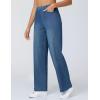 imageTHE GYM PEOPLE Womens Wide Leg Pull on Jeans Stretchy Baggy Trendy Casual Straight Denim Pants with PocketsDenim Blue