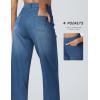 imageTHE GYM PEOPLE Womens Wide Leg Pull on Jeans Stretchy Baggy Trendy Casual Straight Denim Pants with PocketsDenim Blue