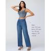 imageTHE GYM PEOPLE Womens Wide Leg Pull on Jeans Stretchy Baggy Trendy Casual Straight Denim Pants with PocketsDenim Blue