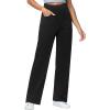 imageTHE GYM PEOPLE Womens Wide Leg Jeans High Waisted Pull on Stretchy Baggy Basic Straight Denim Pants with PocketsBlack