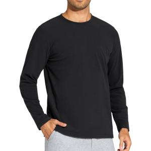 imageTHE GYM PEOPLE Mens Long Sleeve Base Layer Thermal Shirts Stretchy Crewneck Basic Casual Pullover Undershirt Tee TopsBlack