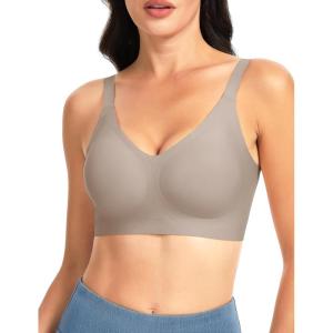 imageTHE GYM PEOPLE Womens Wireless Seamless Bras Full Coverage Comfortable Bralette Invisible Everyday Tshirt Bra PaddedCoffee