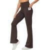 imageTHE GYM PEOPLE Womens Scrunch Butt Lifting Flare Yoga Pants High Waist Bell Bottom Workout Leggings with PocketsBrown