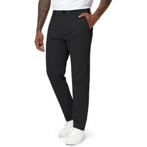 imageTHE GYM PEOPLE Mens Golf Pants Stretch Comfy Casual Pants 3032 Work Trousers with PocketsBlack
