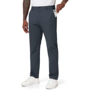 imageTHE GYM PEOPLE Mens Golf Pants Stretch Comfy Casual Pants 3032 Work Trousers with PocketsLight Brushed Fleece Blue