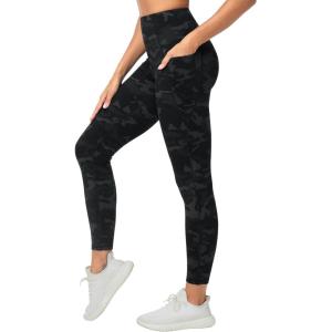imageTHE GYM PEOPLE Womens High Waisted Yoga Leggings Soft Tummy Control Workout Running Athletic Pants with PocketsBlackgrey Camo