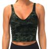 imageTHE GYM PEOPLE Womens Camo Longline Sports Bra Wirefree Padded Medium Support Yoga Bras Gym Running Workout Tank TopsGreen Camo