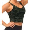 imageTHE GYM PEOPLE Womens Camo Longline Sports Bra Wirefree Padded Medium Support Yoga Bras Gym Running Workout Tank TopsGreen Camo