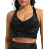 imageTHE GYM PEOPLE Womens Cross Back Ruched Sports Bra V Neck Wide Straps Removable Pads Workout Yoga Crop TopBlackgrey Camo