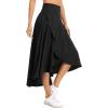 imageTHE GYM PEOPLE Womens High Waist Flowy Maxi Skirts Ruffle High Low Hem Asymmetric Wrap Long Skirt Builtin ShortsBlack