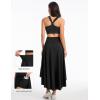 imageTHE GYM PEOPLE Womens High Waist Flowy Maxi Skirts Ruffle High Low Hem Asymmetric Wrap Long Skirt Builtin ShortsBlack