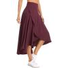 imageTHE GYM PEOPLE Womens High Waist Flowy Maxi Skirts Ruffle High Low Hem Asymmetric Wrap Long Skirt Builtin ShortsDark Red