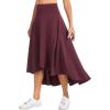 imageTHE GYM PEOPLE Womens High Waist Flowy Maxi Skirts Ruffle High Low Hem Asymmetric Wrap Long Skirt Builtin ShortsDark Red