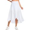 imageTHE GYM PEOPLE Womens High Waist Flowy Maxi Skirts Ruffle High Low Hem Asymmetric Wrap Long Skirt Builtin ShortsWhite